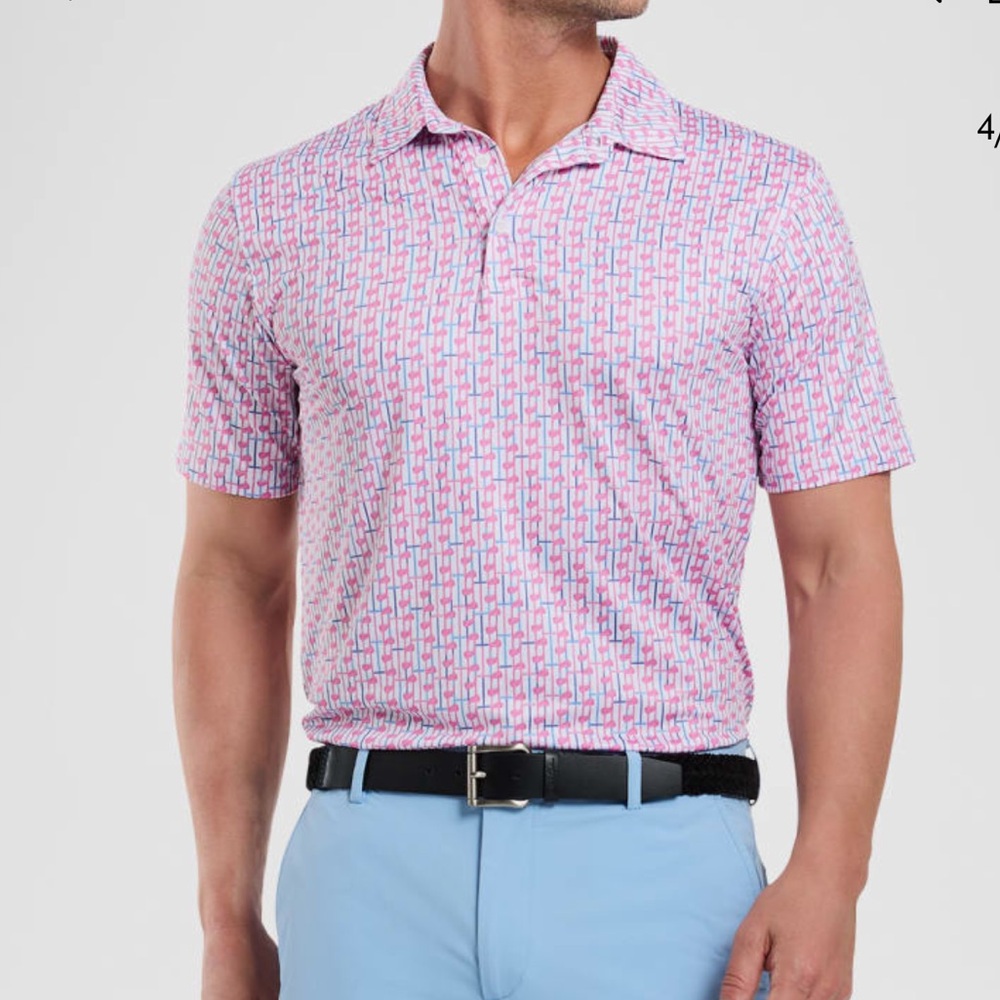 NWT Robert Graham Men's Pink & Light Blue Preformance Shirt